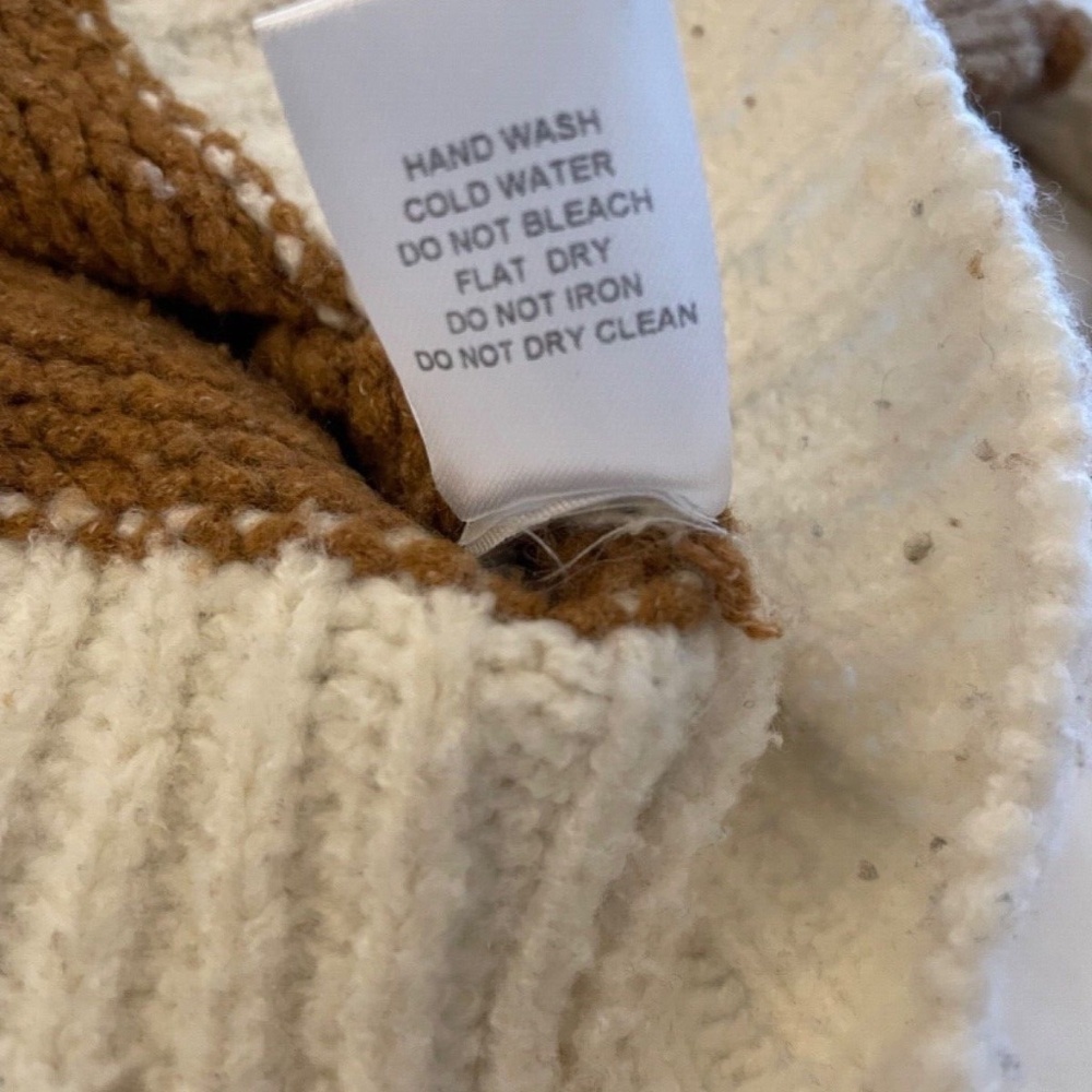 HYFVE Womens Knit Striped Sweater Brown/Cream Cropped Size Small - Picture 4 of 6